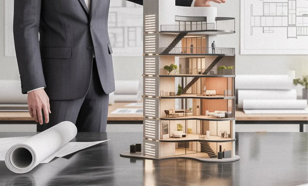 section model architecture on a table 